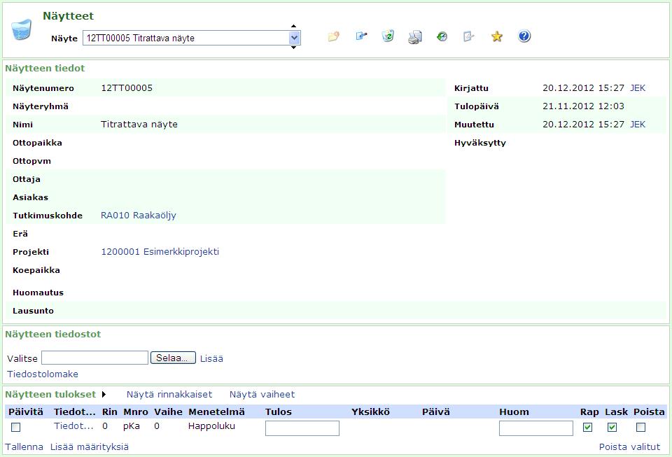 Kuvakaappaus näytteistä
